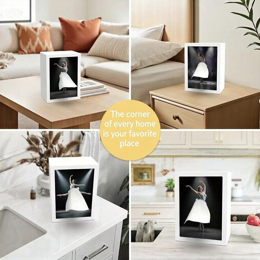 1个带LED灯的多功能纸巾盒，配有可更换的裙边和相框，图案可定制。 - 1PC - 查看 1