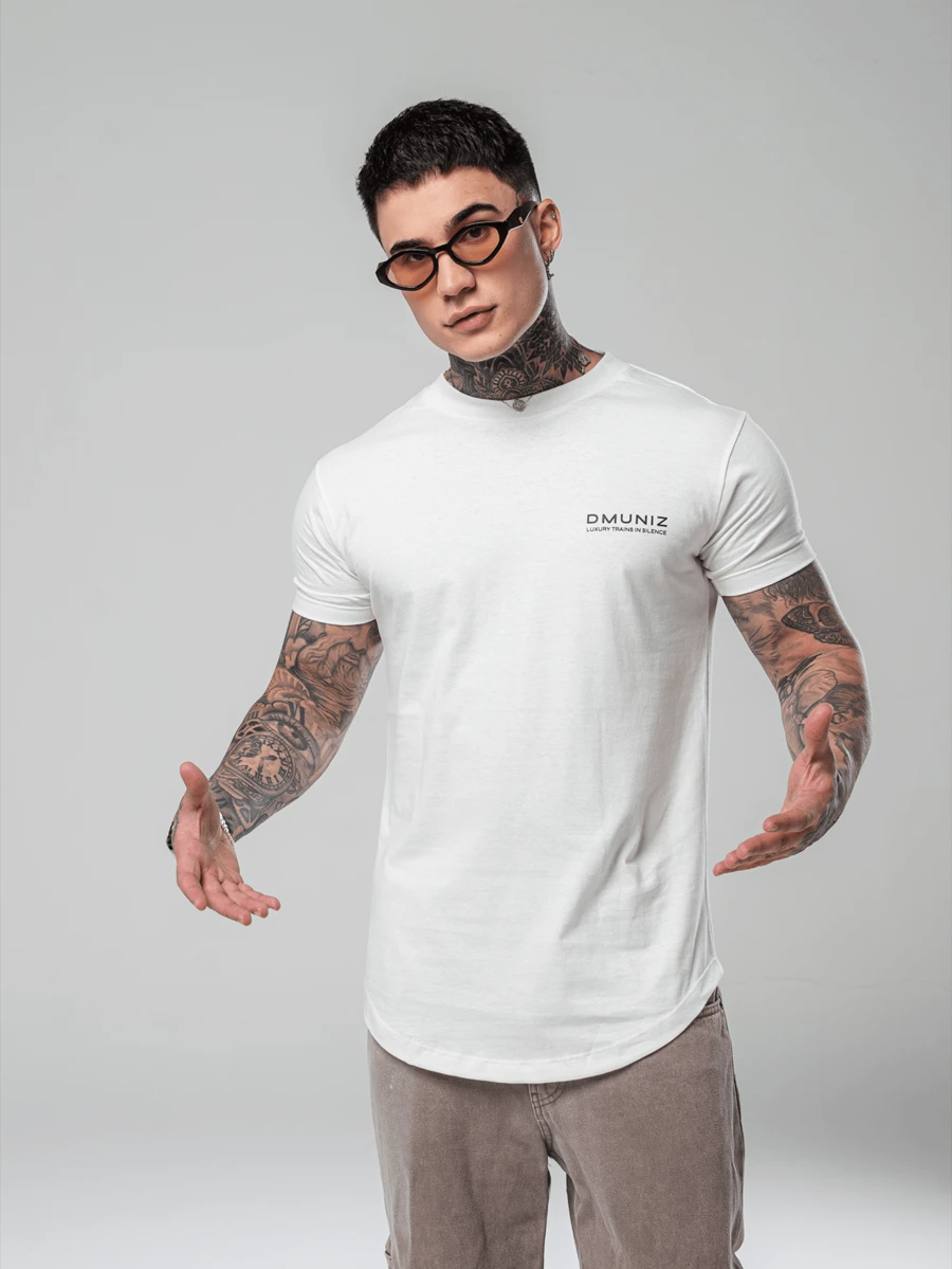 Dmuniz Longline T-Shirt 100% Cotton Short Sleeve Casual Streetwear New Release - 奶油色 - 查看 1