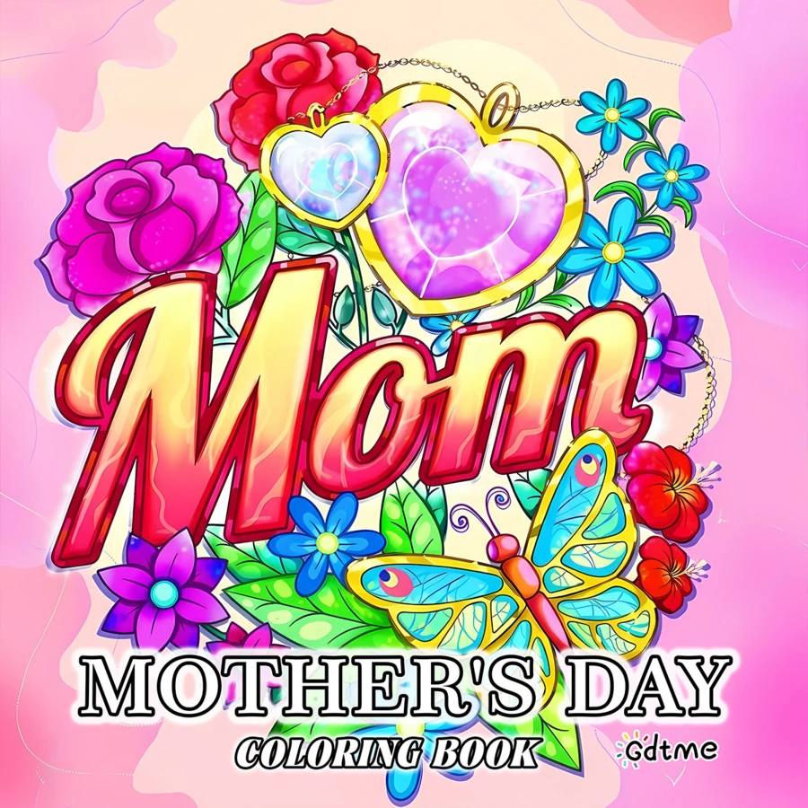 GDTME Libro para colorear "Día de la Madre" impreso por una sola cara de Huise, 24 páginas con páginas interiores gruesas y no transparentes, relajante y que ayuda a aliviar el estrés, diseños a mano coloridos de amor y , adecuado como regalo para Año Nuevo, Pascua, San Valentín, festival de música, temporada de bodas, cumpleaños para adultos y amigos - GY-385 - Ver 1