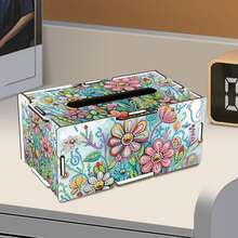 1pc Diamond Painting Tissue Box Kit, Flower & Mushroom Pattern, Wooden Material, Handmade DIY Dotted Rhinestone Craft, Partial Mosaic Handmade, Suitable For Home Living Room, Office Desk - View 14