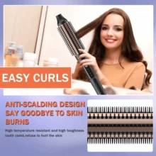 3-In-1 Straightening & Curling Hair Styler, Rapid Heating, 3 Temperature Settings, Ceramic Coating For Soft & Shiny Hair, Suitable For All Hair Types, Daily Styling, Fashion Styling Brush, Anti-Scald & Anti- Design, Holiday Gift - Multicolor - View 7