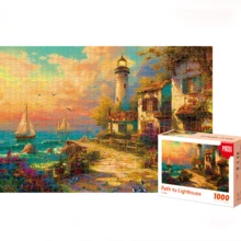 1000片纸质拼图，风景油画风格，缓解压力，益智解压 - 彩色 - 查看 1