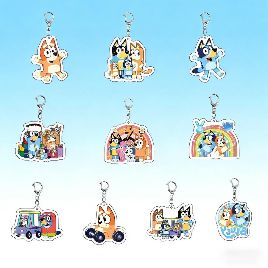 1套/5个装 Bluey 家族亚克力钥匙扣挂件包包挂件 Bingo Friends 娃娃挂件，非常适合节日、粉丝和送礼，完美的派对和节日礼物，嘉年华玩具（款式随机） - 彩色 - 查看 1