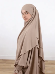 1 chiếc khăn trùm đầu bằng vải chiffon nhăn, thoáng khí, mềm mại, có dây buộc, thích hợp cho phụ nữ Hồi giáo mặc hàng ngày và cầu nguyện, trang phục Hồi giáo. - Nhiều màu - Xem 4