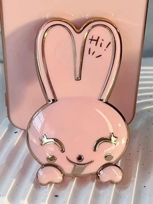 Latest Model Electroplated Anti-Drop Long Ear Rabbit + Hidden Bracket - Pink - View 2