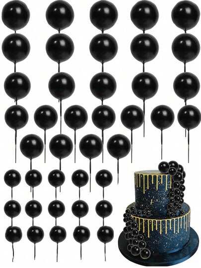20pcs Foam Ball Cake Toppers, Available In 4 Sizes And Multiple Colors, Suitable For Birthday, Wedding, Bachelor Party, Christening, Gender Reveal Party, Retirement Party, Theme Party, Baby Shower Cake Decorations. (Handmade, May Have Imperfections, Please Do Not Purchase If You Mind. Please Put On A White Tube Before Use.