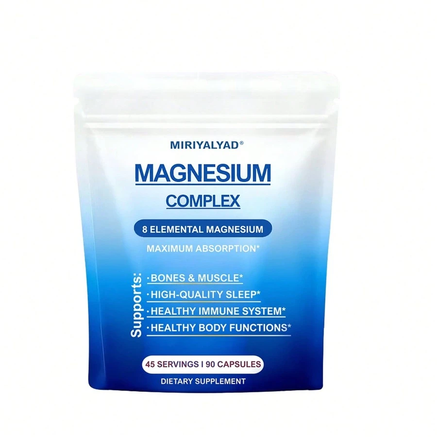 8-In-1 Magnesium Complex Supplement 90 Capsules, 1000mg With Magnesium Glycinate, Citrate, Malate, Taurate, Easy Absorption For Sleep, Muscle Relaxation, Nerve & Heart Health, Energy, Non-GMO, Vegan - 1 CÁI - Xem 1