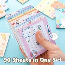 3-Piece Set, 90 Sheets Ins-Style Cute Girl Aesthetic Sticky Notes, Reusable Memo Pad For Students - Multicolor - View 3