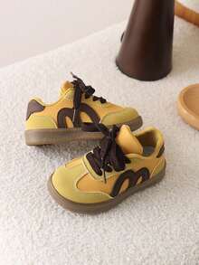 1 Pair Toddler Boys/Girls Non-Slip Soft Bottom Walking Shoes, Baby Sneakers - Yellow - View 2