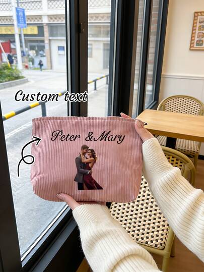 Bolso de mano personalizado bordado para mujer, diseño elegante y sencillo, bolsa de aseo de viaje, organizador de cosméticos con cremallera de gran capacidad, organizador diario portátil, opción de regalo con estilo, esencial de viaje, disponible en varios colores, el regalo perfecto para la familia.