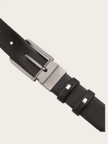 1 pieza Cinturón de cuero reversible con hebilla giratoria para hombres - Negro - Ver 4