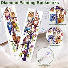 4件套钻石画书签 - 猫咪、猫头鹰、小狗图案，亚克力材质，镶嵌圆形水晶钻，适合初学者，可作礼物或阅读进度标记 - 查看 7