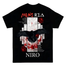 T-shirt graphique hip-hop Rapper Niro 2025 pour homme, style gothique hip-hop, manches courtes, coton vintage, streetwear pour fans, unisexe. - Noir - Voir 6