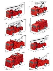 儿童玩具车城市工程车消防车塑料玩具车模型车玩具套装，男孩女孩的理想礼物，圣诞节、情人节、复活节 - 彩色 - 查看 18