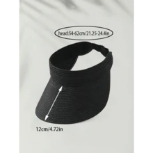 1pc Fashion Straw Sun Visors For Women Wide Brim Hats Roll-Up Foldable Summer Beach Visor Hat - 多色 4 - 查看 4
