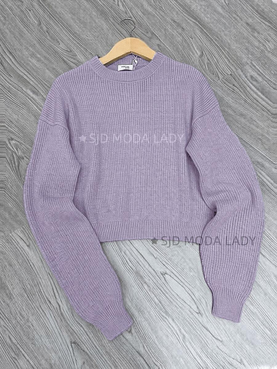 SJD MODA LADY Striped Sweater Knit Modal Off Shoulder Super Autumn Winter Korean Style Best Fabric - Light Purple - View 1