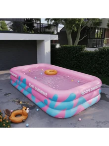1pc Large PVC Inflatable Swimming Pool, Double-Layer Sealed Air Valve, Bottom Drainage Device, No Electricity Needed, Suitable For Garden Water Party - One Size Fits All - View 6