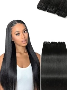 #1B 12A 真人发束 14-32 英寸直发 未经加工 编织发 3 束 真人发 自然黑 - Natural Black - 查看 1