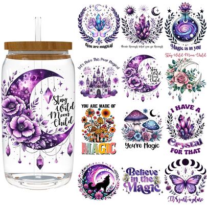 4 Sheets/Set Of High-Quality Waterproof DTF Transfer Paper - Magic DTF Cup Packaging Suitable For 16 Oz Libbey Glass Jars, Water Bottles, Cups - Durable Plastic Material, Decoration DTF Cup Packaging Suitable For 16 Oz Libbey Glass Bottles