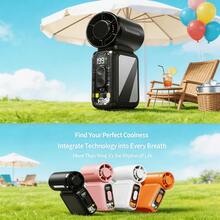 W&O 2026 New Handheld Fan,Portable Fan,3-In-1  Neck Fan,With A Makeup Mirror,5000mAh Battery 13H Long Lasting, LED Flashlight & SOS Emergency Light, 199 Adjustable Speeds, Type-C Rechargeable Ultra Quiet Mini Fan For Camping, Outdoor, Travel, Office, Dorm, Truck & Perfect Summer Gift - 黑色 - 查看 3