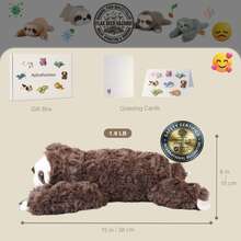 KOWSi Microwavable Heating Pad Narwhal Lion Sloth Golden Retriever Plush - Weighted Stuffed Animal Toy With Tourmaline Beads & Lavender - 1.8 Lb For Long Lasting Cozy Warmth - Includes Gift Box & Greeting Card - Brown Sloth - View 7