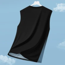 Men's Ombre Sleeveless Sports Fitness Tank Top, Running Training Shirt Summer - Black - View 3