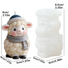 Cute Little Sheep-Shaped Aromatherapy Candle Silicone Mold. DIY Scarf-Wearing Little Sheep Silicone Mold, Suitable For Resin, Gypsum, Clay, Concrete, Cement Crafts And Other Holiday Gifts And Home Decorations. - A-White - View 9