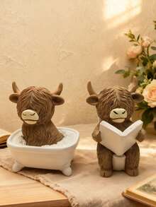 这款手工树脂摆件描绘了一头可爱的苏格兰高地牛正在享受惬意的泡泡浴，它拥有精致蓬松的毛发和迷人的表情。无论是摆放在浴室置物架、梳妆台、客厅茶几还是玄关边桌，都能为您的空间增添一丝俏皮温馨的气息。这款独特吸睛的摆件，是动物爱好者和追求趣味家居装饰人士的理想之选。 - A - 查看 2