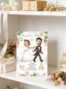 1/5/10pcs Wedding Invitation, Personalized Custom Face Invitations, Simple Invitation, Christening, DIY Invitations, Wedding Invitations, Customized Invitations, Party Invitation, New Design Covers, For Wedding Bridal Shower Engagement Baby Shower Gender Reveal Birthday Christening Party Events - Multicolor - View 3