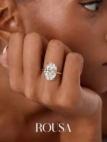 1ct, 2ct, 5ct, 8ct 925 Sterling Silver Shiny Oval Engagement Ring/Wedding Ring, Women's Promise Ring/Eternity Ring, Exquisite Jewelry Gift - Gold - View 3