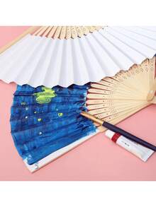 10/50 件套中国传统折扇套装，含卡片、扇袋、蝴蝶结和流苏吊坠，竹纸手扇，便携轻巧，波西米亚风格，适合婚礼礼物、生日派对、家居装饰 - 扇子 - 查看 8