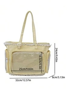 一款日系可爱洛丽塔单肩包，饰有珍珠蝴蝶结和蕾丝花边，尽显优雅少女气质；透明装饰，适合动漫角色扮演；配有可拆卸可调节肩带；大容量休闲手提包，适合学生；可爱时尚的女士手提包；采用防水尼龙材质。 - Butter Yellow - 查看 12