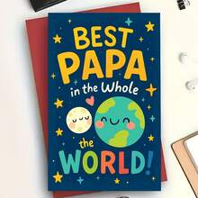 1pcBest Papa In The Whole World Greeting Card, Perfect For Father's Day Or Special Occasions, Fun And Colorful Design, Ideal Gift For FathersEnvelope Greeting Card - Multicolor - View 9