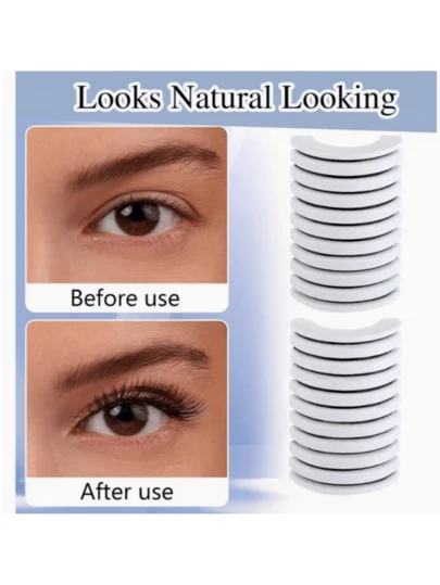 18pcs Self-Adhesive Eyelash Strips - Easy To Apply Without Glue, Suitable For Most False Lashes, Fragrance-Free (Comes With Crescent Lash Holder)