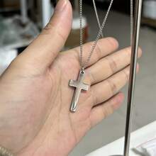 Men's Fashion Minimalist Cross Pendant Necklace, Perfect Gift For Boyfriend, Durable Stainless Steel Chain, Stylish Statement Gift - Cross Necklace - View 5