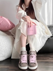 Giày thể thao cổ thấp adidas Grand Court Base 00s Classic Comfort Thin-Soled Durable màu nâu hồng, unisex. - màu nâu hồng - Xem 6