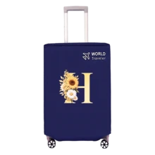 1pc Non-Stretch Non-Woven Fabric Luggage Protective Cover Suitable For 20-30 Inch Trolley Case, Anti-Scratch Luggage Protector, Travel Accessory With Sunflower & Letter Pattern, Back To School Essential - Blue - View 158