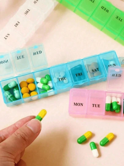 7-Day Portable Travel Pill Box, Medicine Storage Box, Medicine Storage Box, Travel Containers, 7-Day Individual Travel Pill Box, Medical Pill Box, Suitable For Medicines, Tablets, Vitamins, Capsules, Fish Oil, Etc., A Gift For Your Loved One Gifts For Teachers, Colleagues, Girlfriends, Ladies; Valentine's Day Gifts; Back-To-School Season; Travel Essentials; Camping Essentials; Home Essentials; Dorm Room Essentials; College And Cruise Essentials; Cute Medicine Organizers; Easter Gifts.