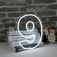 1pc USB Powered Neon Light Number 0-9 Sign Board, Minimalist And Fashionable Design For Birthday Party, Wedding Or Other Gatherings Atmosphere Lighting - White - View 22