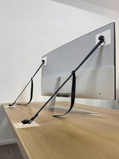 2PCS Adjustable TV Seat Belt Suitable For TV Cabinet Or Desk Screen Shockproof Belt Anti-Tilt Furniture Anchor