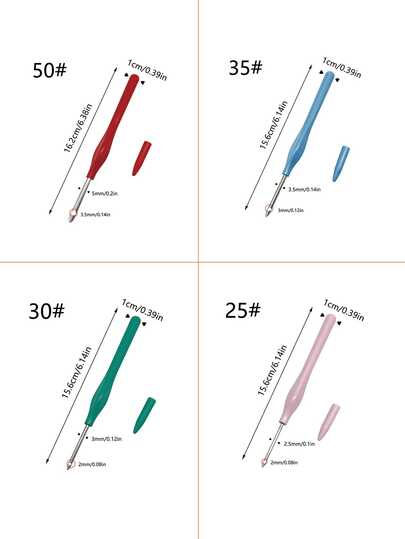 专业刺绣针，带安全帽，附赠1个穿线器，多种尺寸可选 - 25#/30#/35#/50#，适用于刺绣、地毯制作和纱线工艺。