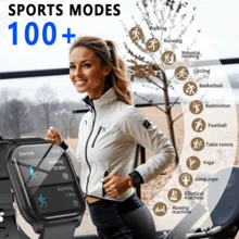 LAXASFIT Smart Watch, High-Definition Display, 100+ Sports Modes, Voice Assistant & Music Control - Wireless Connection, Silicone Strap, Rechargeable Battery, Square Case, Compatible With Android & IOS - Fashionable Fitness Tracker - View 3