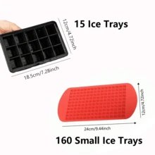 1pc Silicone Ice Cube Tray, Minimalist Black 15-Cavity Ice Cube Mold, Essential For Back To School Season - Black - View 3