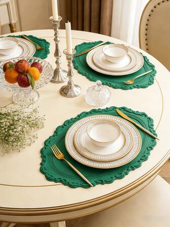 1pc 42*28cm Silicone Non-Slip Placemat, Nordic Style Dining Table Decor Mat, Washable, Easy To Clean, Anti-Slip, Sweet Reverie, Elegant Dining Mat, Table Setting, Kitchen Tabletop, Holiday & Wedding Decor