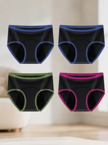 4-Piece Set Of Women's Mid-Waist Menstrual Panties, Prevents Side Leakage, Highly Absorbent And Breathable, Skin-Friendly And Soft - Nhiều màu - Xem 4