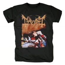 New Fashionable Black Gold Heavy Metal Mayhem Casual Round Neck Short Sleeve Men's Cotton T-Shirt With Print, Bestseller - 黑色 - 查看 6
