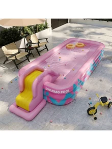 1pc Large PVC Inflatable Swimming Pool, Double-Layer Sealed Air Valve, Bottom Drainage Device, No Electricity Needed, Suitable For Garden Water Party - One Size Fits All - View 4
