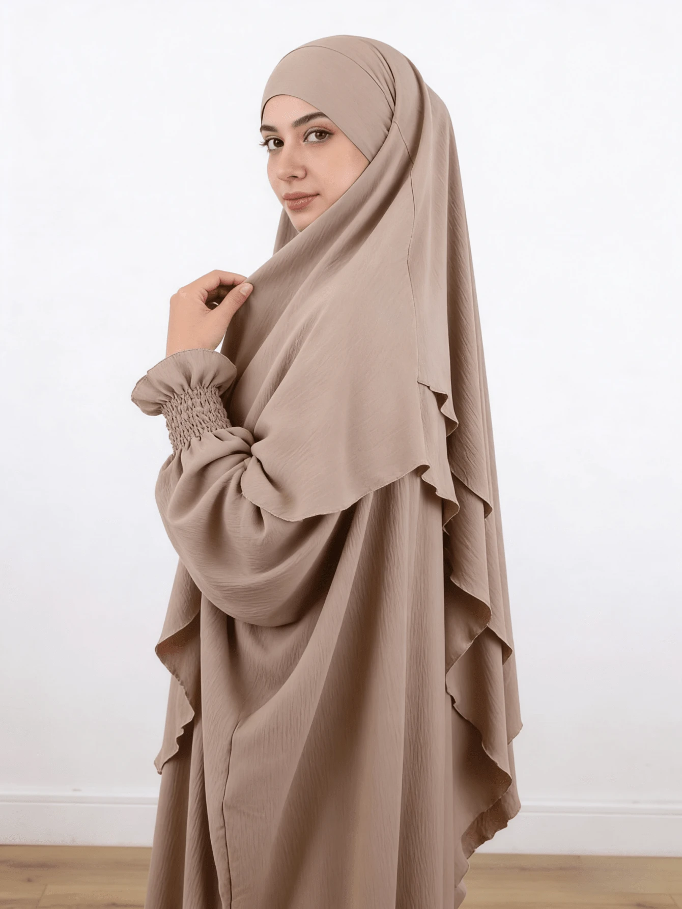 1 chiếc khăn trùm đầu bằng vải chiffon nhăn, thoáng khí, mềm mại, có dây buộc, thích hợp cho phụ nữ Hồi giáo mặc hàng ngày và cầu nguyện, trang phục Hồi giáo. - Nhiều màu - Xem 1