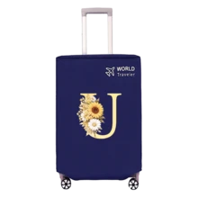 1pc Non-Stretch Non-Woven Fabric Luggage Protective Cover Suitable For 20-30 Inch Trolley Case, Anti-Scratch Luggage Protector, Travel Accessory With Sunflower & Letter Pattern, Back To School Essential - Blue - View 134