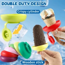 Silicone Ice Cream Pop Holder, Summer Ice Lolly Stand, Leak-Proof Cone Holder With Drip Cover, Portable Kids Ice Tray Mold With Storage Box, Convenient For Carrying Snacks - Dishwasher - Multicolor - View 6